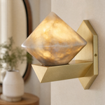 Geo Crystal Diamond Facet Alabaster Wall Sconce by Dalmivik, product or room detail view