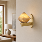 Geo Crystal Diamond Facet Alabaster Wall Sconce by Dalmivik, product or room detail view