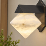 Geo Crystal Diamond Facet Alabaster Wall Sconce by Dalmivik, product or room detail view