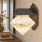 Geo Crystal Diamond Facet Alabaster Wall Sconce by Dalmivik, product or room detail view
