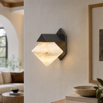 Geo Crystal Diamond Facet Alabaster Wall Sconce by Dalmivik, product or room detail view