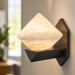 Geo Crystal Diamond Facet Alabaster Wall Sconce by Dalmivik, product or room detail view