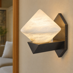 Geo Crystal Diamond Facet Alabaster Wall Sconce by Dalmivik, product or room detail view