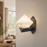 Geo Crystal Diamond Facet Alabaster Wall Sconce by Dalmivik, product or room detail view