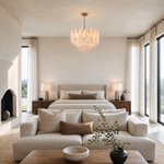 Hollis Modern Alabaster Tiered Chandelier by Dalmivik, product or room detail view