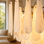 Hollis Modern Alabaster Tiered Chandelier by Dalmivik, product or room detail view