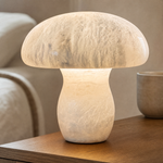 Katya Mushroom Modern Alabaster Table Lamp by Dalmivik, product or room detail view