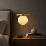 Orbita Alabaster Globe Pendant by Dalmivik, product or room detail view