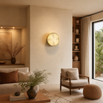 Luna Disc Oversized Flush Alabaster Wall Sconce by Dalmivik, product or room detail view