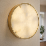 Luna Disc Oversized Flush Alabaster Wall Sconce by Dalmivik, product or room detail view