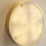 Luna Disc Oversized Flush Alabaster Wall Sconce by Dalmivik, product or room detail view