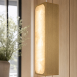 Mabel Brass Alabaster Pendant Light by Dalmivik, product or room detail view