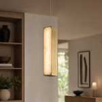 Mabel Brass Alabaster Pendant Light by Dalmivik, product or room detail view