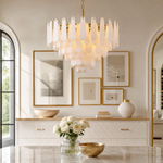 Olivia Modern Alabaster Feathery Chandelier by Dalmivik, product or room detail view