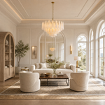 Olivia Modern Alabaster Feathery Chandelier by Dalmivik, product or room detail view