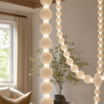 Orbita Modern Alabaster Pearl Chain Chandelier by Dalmivik, product or room detail view