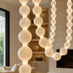 Orbita Modern Alabaster Pearl Chain Chandelier by Dalmivik, product or room detail view