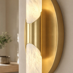 Oval Plate Duo Twin Opal Alabaster Wall Sconce by Dalmivik, product or room detail view