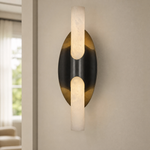 Oval Plate Duo Twin Opal Alabaster Wall Sconce by Dalmivik, product or room detail view