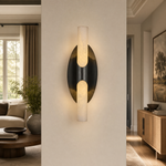 Oval Plate Duo Twin Opal Alabaster Wall Sconce by Dalmivik, product or room detail view