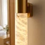 Pillar Light Slim Rod Alabaster Column Wall Sconce by Dalmivik, product or room detail view