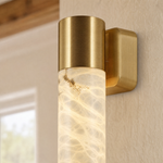 Pillar Light Slim Rod Alabaster Column Wall Sconce by Dalmivik, product or room detail view