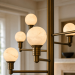 Ramo Modern Large Alabaster Globe Chandelier by Dalmivik, product or room detail view