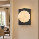 Rectangular Plate Front Orb Alabaster Wall Sconce by Dalmivik, product or room detail view