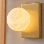 Rectangular Plate Side Orb Alabaster Wall Sconce by Dalmivik, product or room detail view