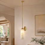 Rod Pendant Tall Drop Alabaster Brass Wall Sconce by Dalmivik, product or room detail view