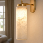 Rod Pendant Tall Drop Alabaster Brass Wall Sconce by Dalmivik, product or room detail view