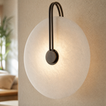 Sculpted Form Disc Halo Alabaster Wall Sconce by Dalmivik, product or room detail view