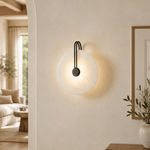 Sculpted Form Disc Halo Alabaster Wall Sconce by Dalmivik, product or room detail view
