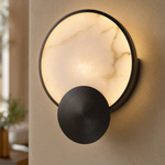 Sculpted Form Ring & Orb Alabaster Wall Sconce by Dalmivik, product or room detail view