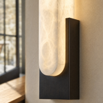 Sculpted Form U-Curve Alabaster Wall Sconce by Dalmivik, product or room detail view