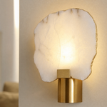 Terra Slice Half Moon Alabaster Wall Sconce by Dalmivik, product or room detail view