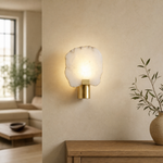 Terra Slice Half Moon Alabaster Wall Sconce by Dalmivik, product or room detail view