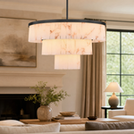 Hollis Three-Tier Alabaster Black Chandelier 34.3"D by Dalmivik, product or room detail view
