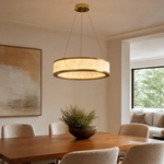 Vivian Modern Alabaster Round Chandelier by Dalmivik, product or room detail view
