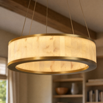 Vivian Modern Alabaster Round Chandelier by Dalmivik, product or room detail view