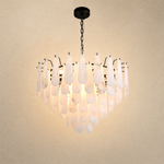 Olivia Alabaster Feather Round Pendant 31.5" D by Dalmivik, complete fixture view
