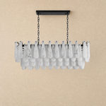 Alabaster Feather Oval Dining Pendant 47.2"L by Dalmivik, complete fixture view