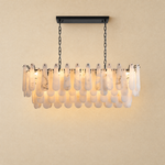Alabaster Feather Oval Dining Pendant 47.2"L by Dalmivik, complete fixture view