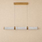 Anello Alabaster Cylinder Linear Pendant 47.24" L by Dalmivik, complete fixture view