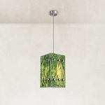 Green Twelve-Panel Marble Lantern Pendant 13.8" in Chrome finish shown in full against a neutral background