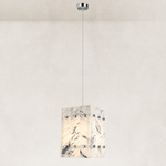Graphic Vein Twelve-Panel Marble Lantern Pendant 13.8" in Chrome finish shown in full against a neutral background