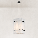Cloud White Twelve-Panel Marble Lantern Pendant 13.8" in Black finish shown in full against a neutral background