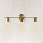 Adjustable Triple Cylinder Picture Light in Natural Brass - complete fixture