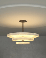 Alabaster Bronze & White LED Chandelier – Elegant 33‑Inch by Dalmivik, product or room detail view