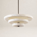 Alabaster Bronze & White LED Chandelier – Elegant 33‑Inch by Dalmivik, complete fixture view